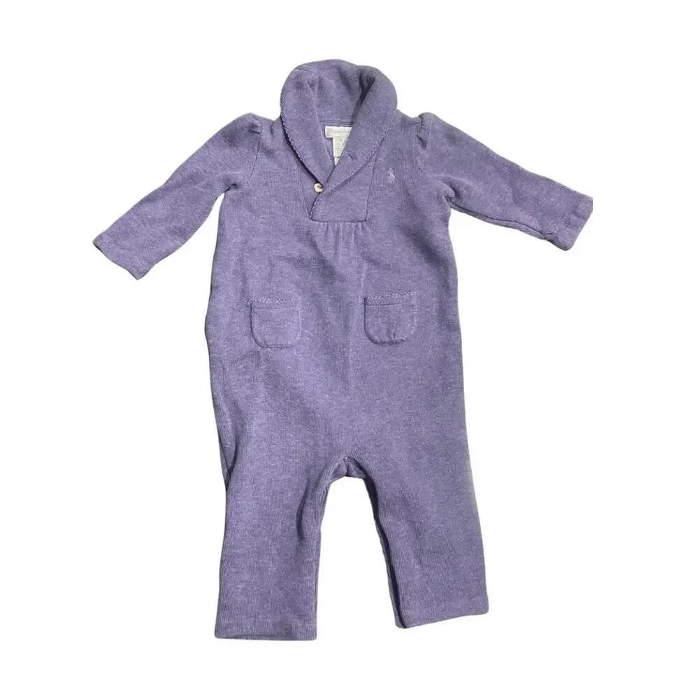 Ralph Lauren Pony Baby Sweater Knit Coverall Lavender Purple 9 Months Kidscore